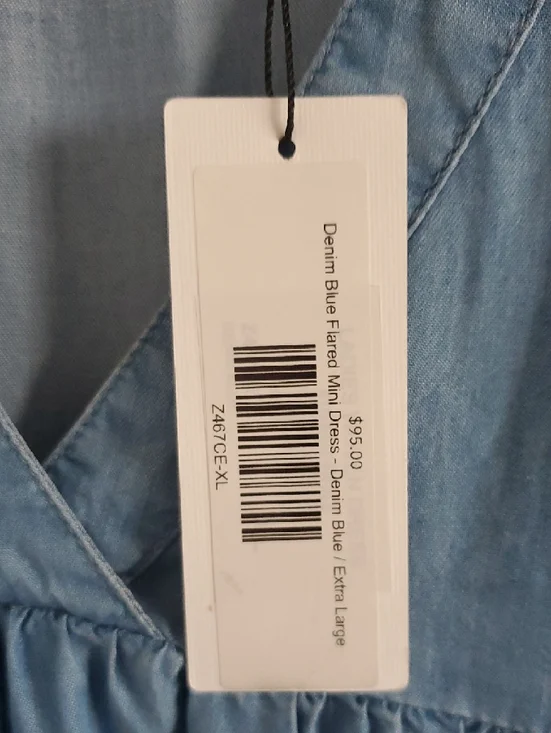 NWT Molly Bracken Denim Light Blue Flared Chambray Mini Dress Sz XL Coquette - Picture 3 of 16